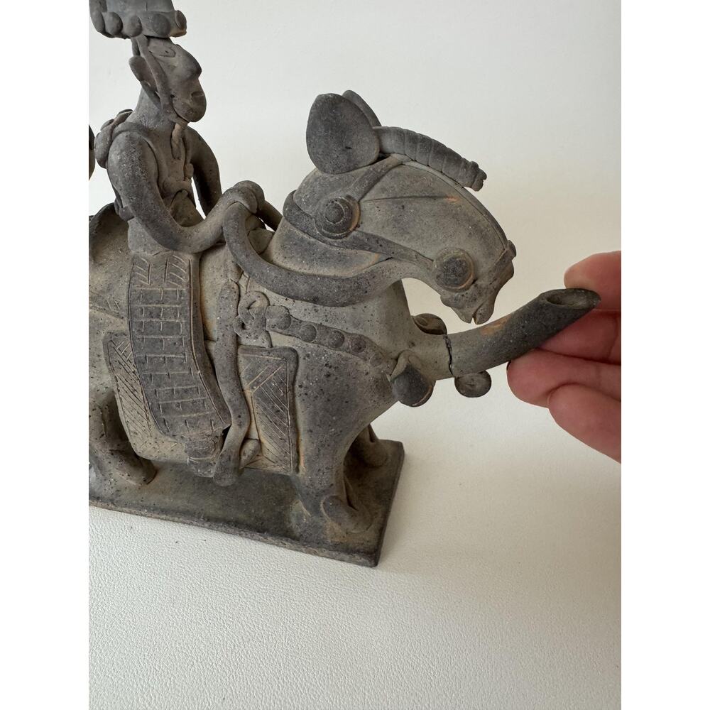 Korean Warrior Sculpture on Horse Clay Vessel Silla Master - Picture 7 of 12